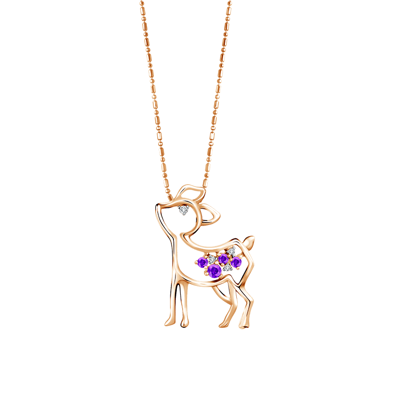Frank & co. Frank Deer Tumble Baby Deer Amethyst Pendant