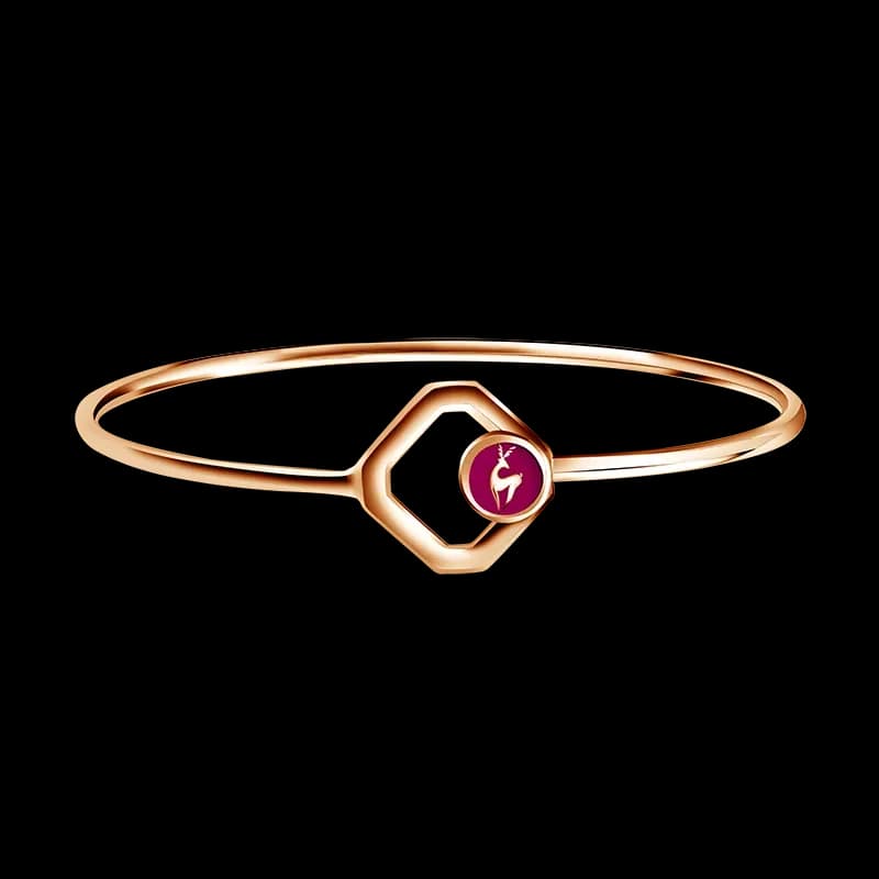 Frank & co. Frank Gold Deer Charm Bangle Square Shape