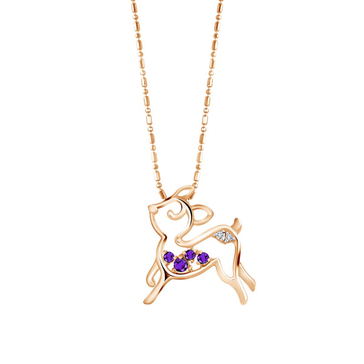 Frank & co. Frank Deer Moonbeam Baby Deer Amethyst Pendant